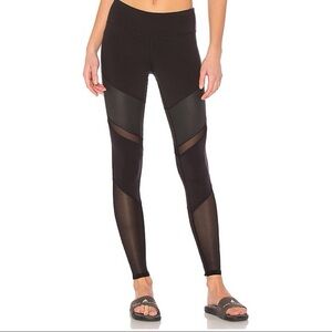 Alo Yoga Womens XS Black Full Length Sheila Leggings Mesh Faux Leather